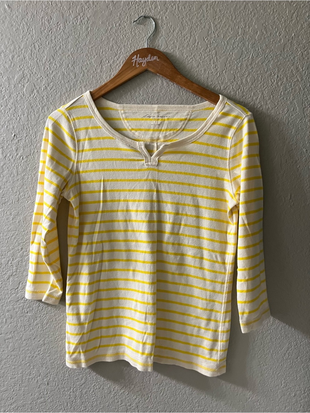 Eddie Bauer Yellow & White Striped Long Sleeve Tee